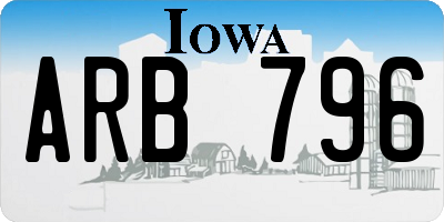 IA license plate ARB796
