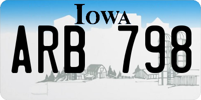 IA license plate ARB798