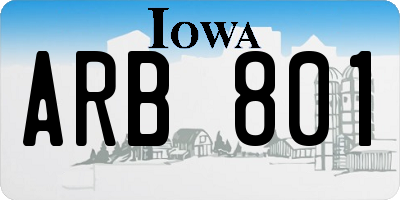 IA license plate ARB801