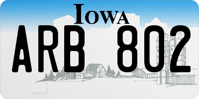IA license plate ARB802