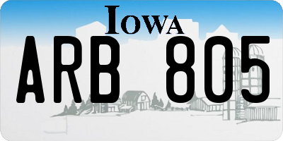 IA license plate ARB805