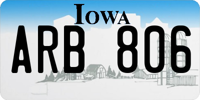 IA license plate ARB806
