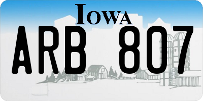 IA license plate ARB807