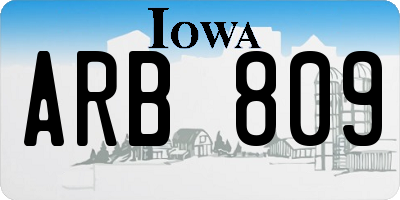 IA license plate ARB809