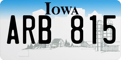IA license plate ARB815