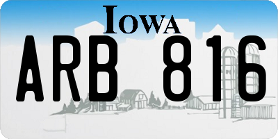 IA license plate ARB816