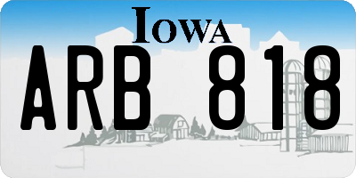 IA license plate ARB818