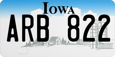 IA license plate ARB822