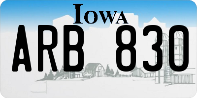 IA license plate ARB830