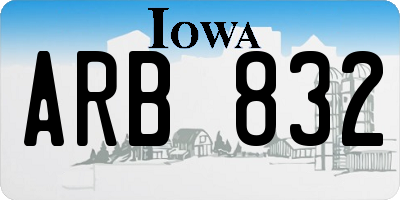 IA license plate ARB832