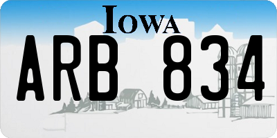 IA license plate ARB834