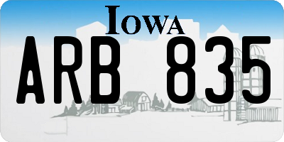 IA license plate ARB835