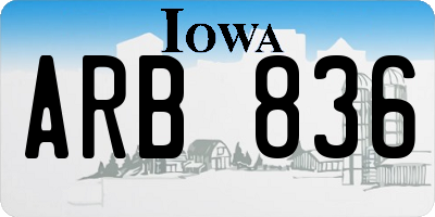 IA license plate ARB836