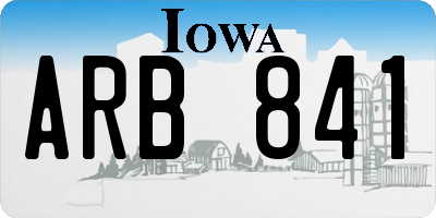 IA license plate ARB841