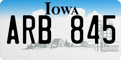 IA license plate ARB845