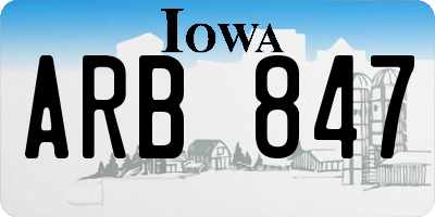 IA license plate ARB847
