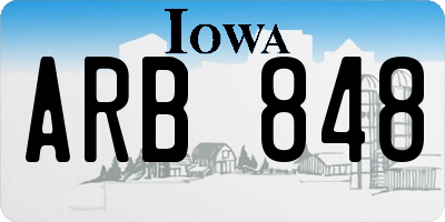 IA license plate ARB848