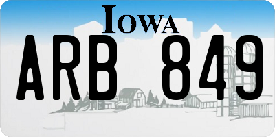 IA license plate ARB849