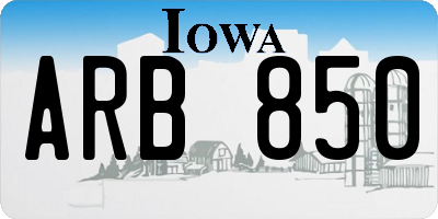 IA license plate ARB850