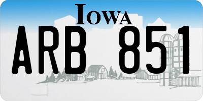 IA license plate ARB851