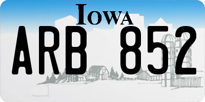 IA license plate ARB852