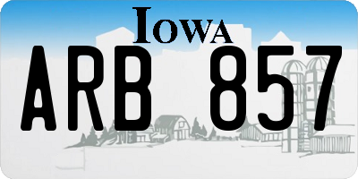 IA license plate ARB857