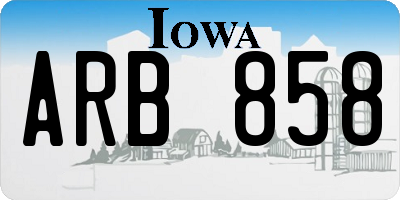IA license plate ARB858