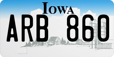 IA license plate ARB860