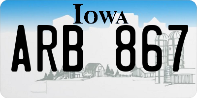 IA license plate ARB867