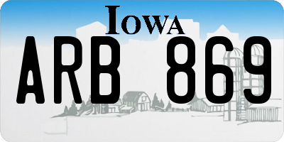 IA license plate ARB869