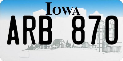 IA license plate ARB870