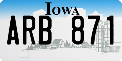 IA license plate ARB871