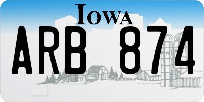 IA license plate ARB874