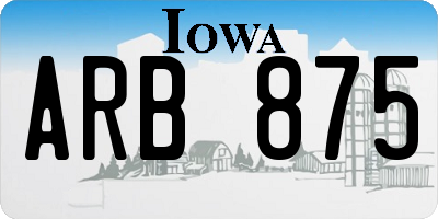 IA license plate ARB875