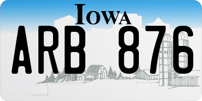 IA license plate ARB876