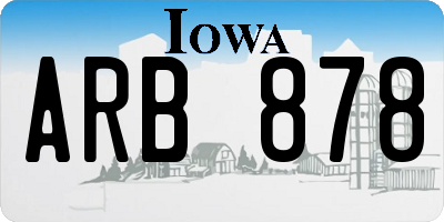 IA license plate ARB878