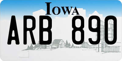 IA license plate ARB890