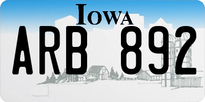 IA license plate ARB892