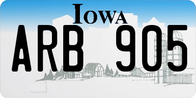 IA license plate ARB905