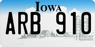 IA license plate ARB910