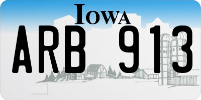 IA license plate ARB913