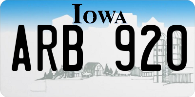 IA license plate ARB920