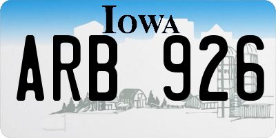 IA license plate ARB926