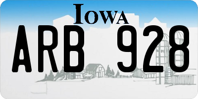 IA license plate ARB928