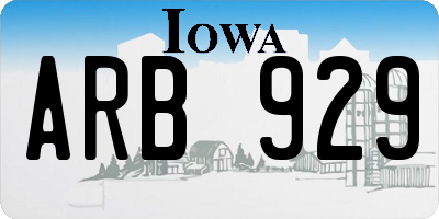 IA license plate ARB929