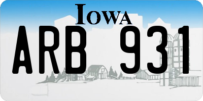 IA license plate ARB931