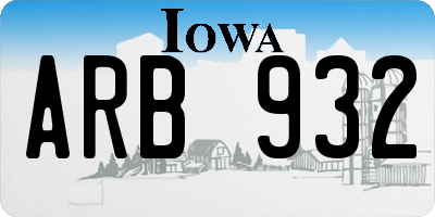 IA license plate ARB932