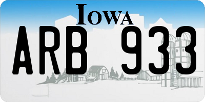 IA license plate ARB933