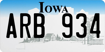 IA license plate ARB934