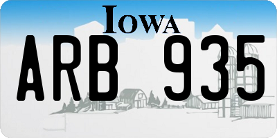 IA license plate ARB935
